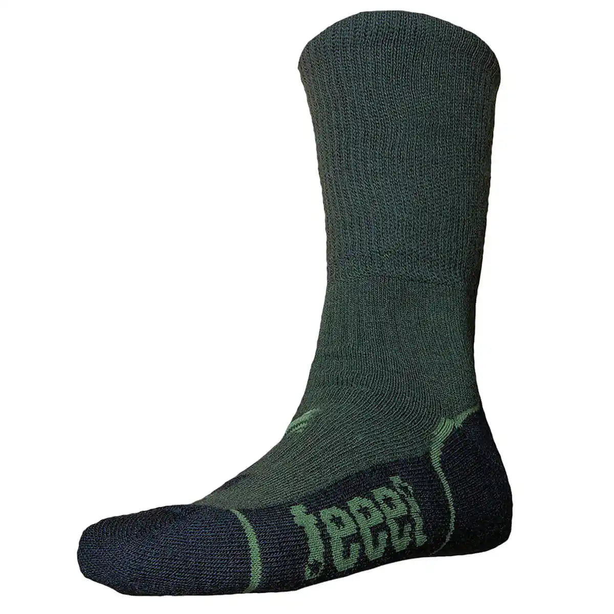 Unisex Feeet Merino Hiker Sock in olive green, designed for durability and moisture-wicking comfort during long hikes and outdoor wear. from John Bull Clothing