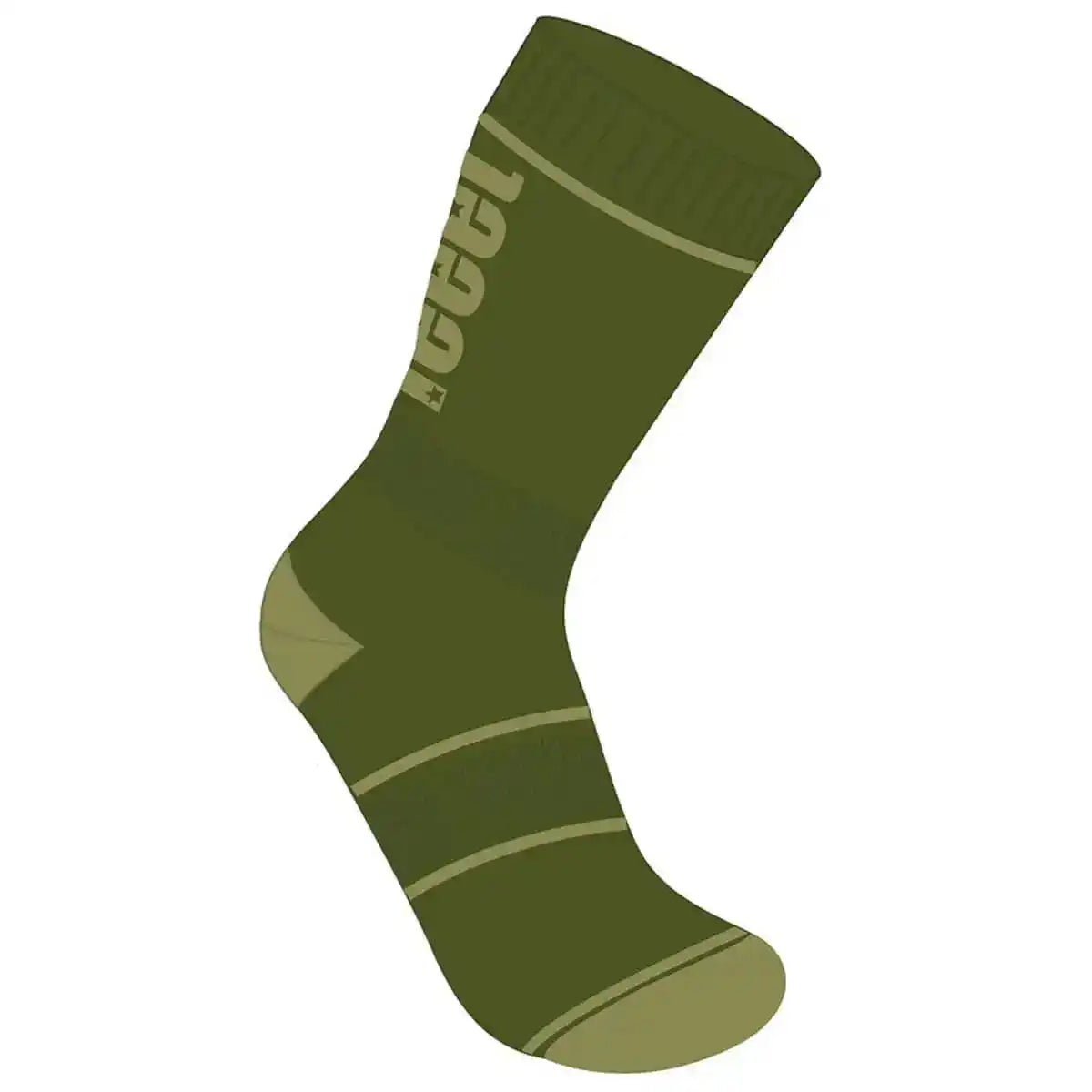 Illustration of Feeet Rambler Cotton Rich Sock in olive green, showcasing design and structure for apparel and accessories category. from John Bull Clothing