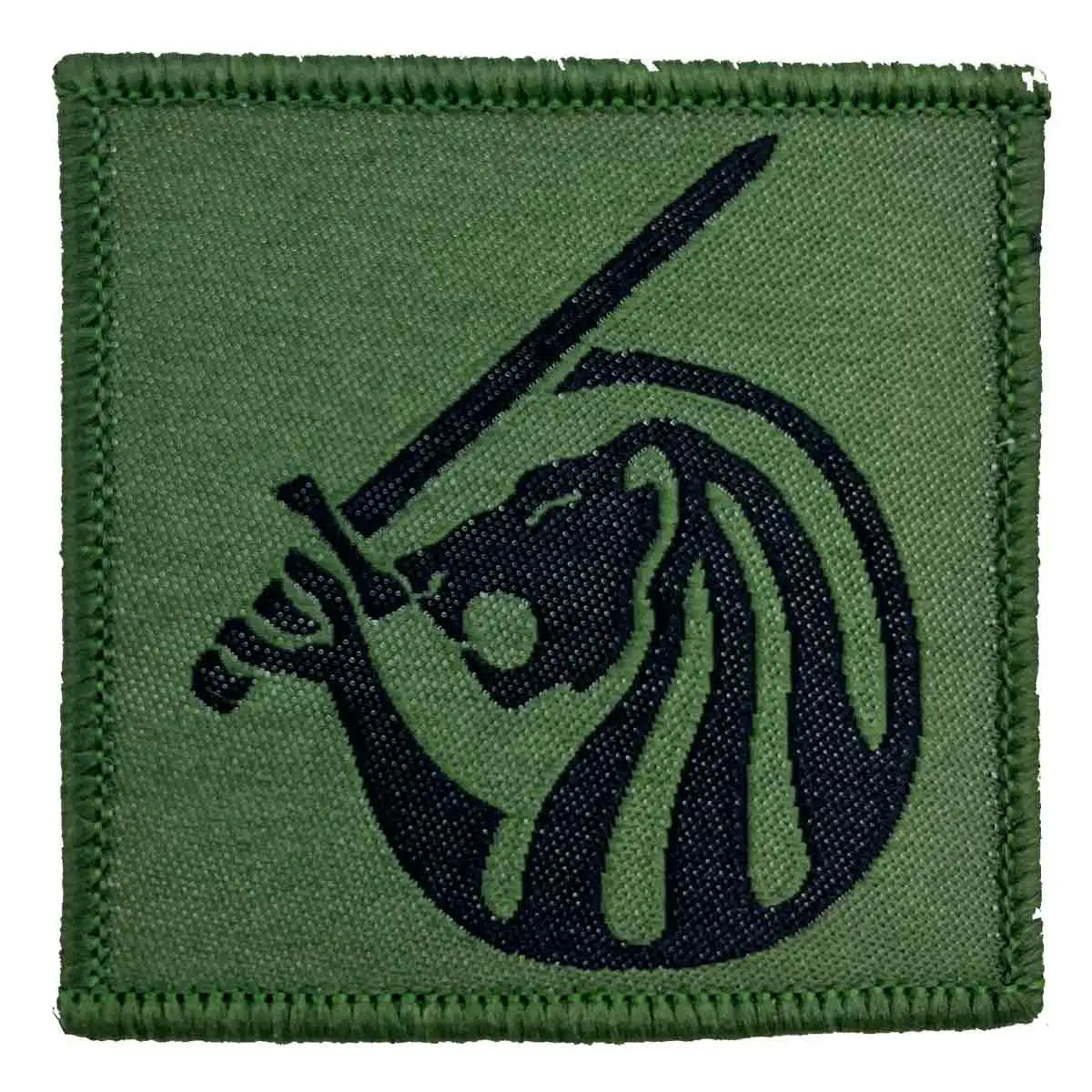 Single Field Army TRF Iron On Sewn on Patch in green cotton with black lion and sword insignia, ideal for British military uniform customization. 1 Flash from John Bull Clothing