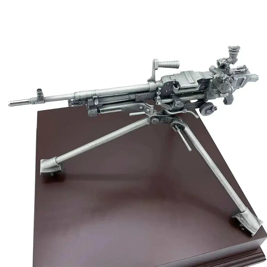 Angled top view of GPMG Sustained Fire Pewter Statue, emphasizing realistic design and premium finish for collectors and enthusiasts. from John Bull Clothing