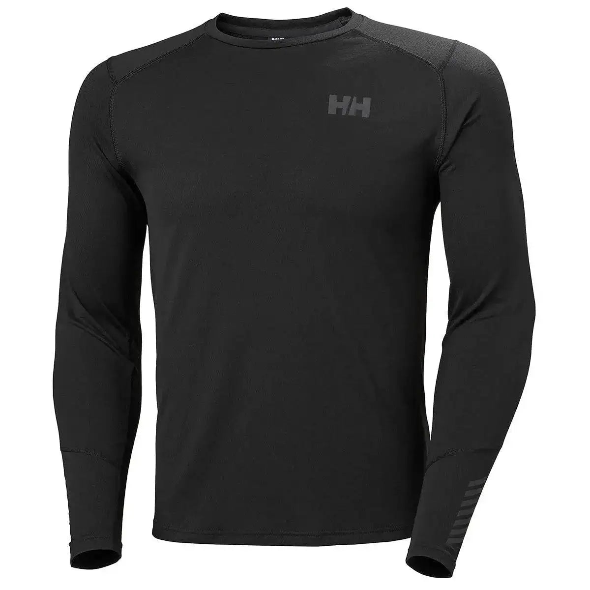 Black HH Lifa Active Crew Long Sleeve Base Layer for men and women, ideal for cold weather workouts and outdoor sports at John Bulls. Black from John Bull Clothing