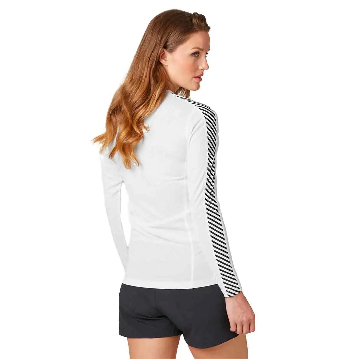 Helly Hansen Womens Lifa Stripe Long Sleeve Crew Base Layer - John Bull Clothing White from John Bull Clothing