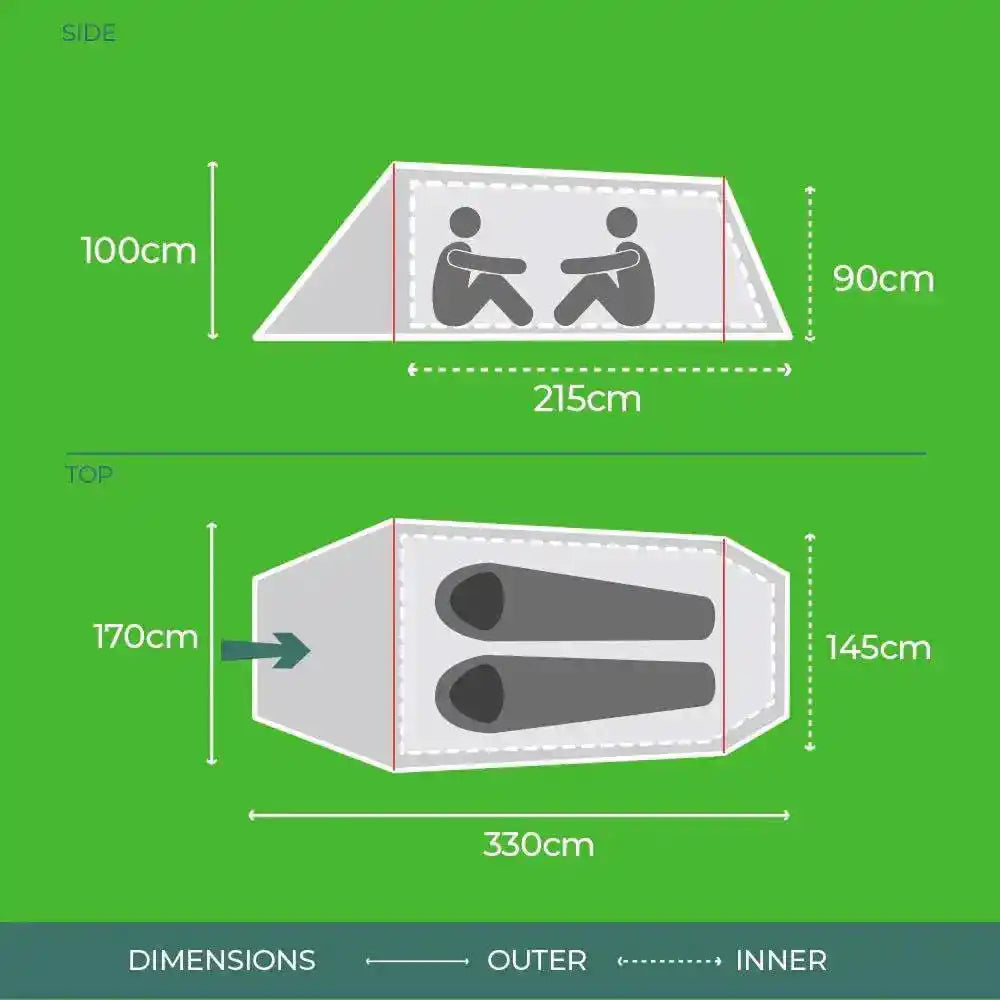 Highlander Blackthorn 2 Person Backpacking Tent - John Bull Clothing from John Bull Clothing