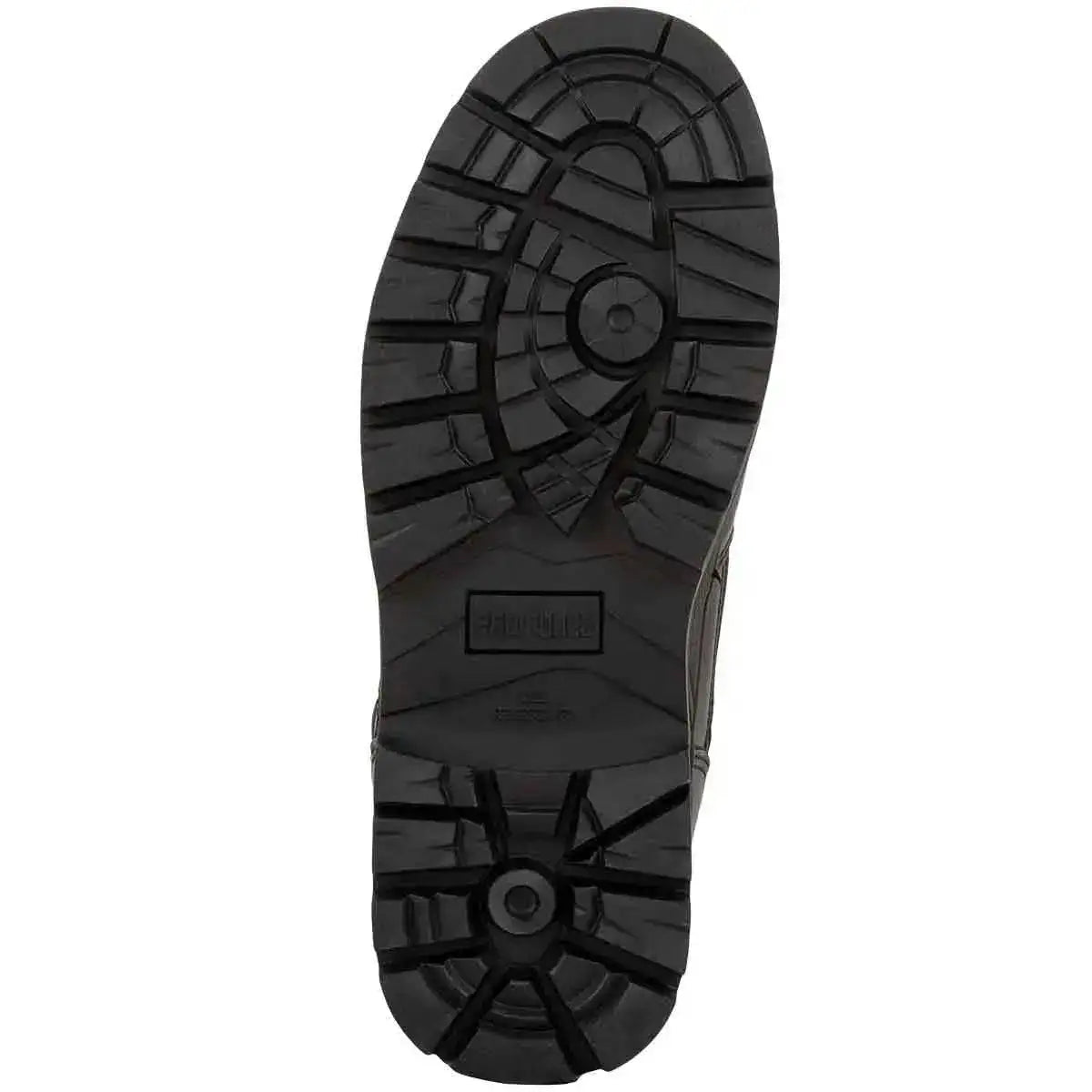 Highlander Delta Black Police Boot outsole with deep tread pattern for superior grip and stability on various terrains. from John Bull Clothing