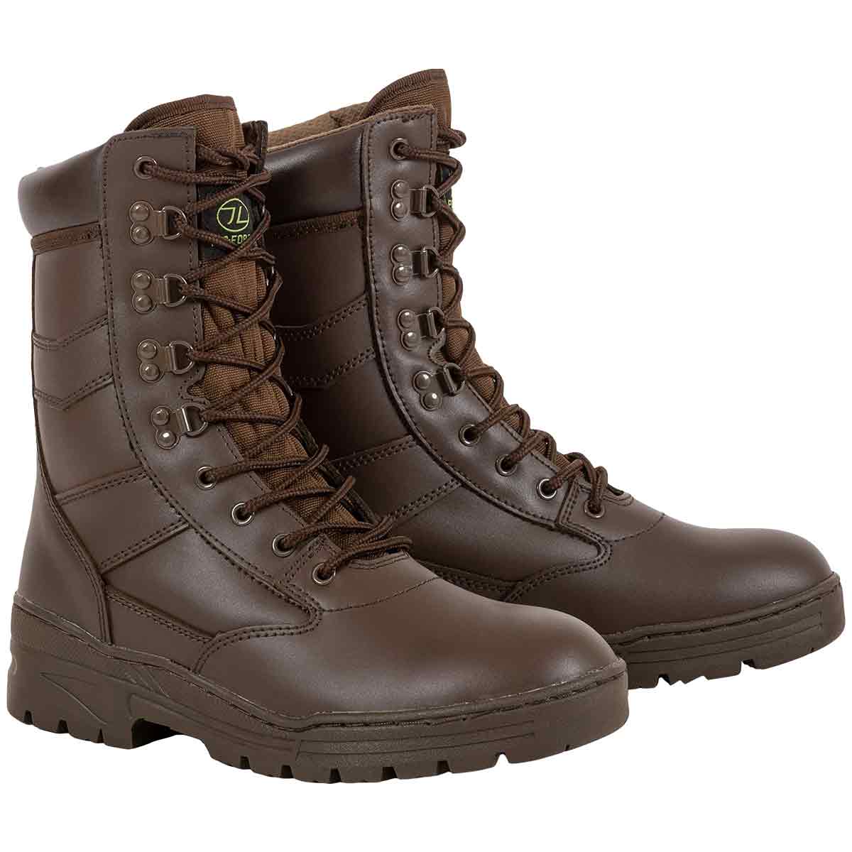 Highlander Delta Brown Combat Boot with durable leather construction, high ankle support, and rugged sole for outdoor and military use.