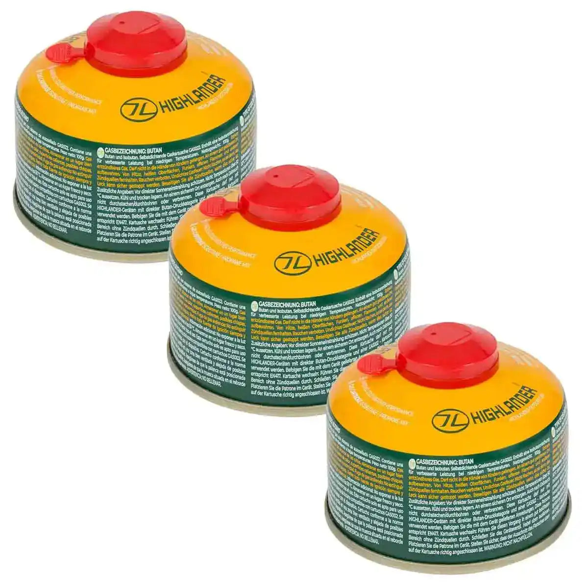 Highlander Valved Camping Gas Cartridge - John Bull Clothing 100g (3 Pack) from John Bull Clothing
