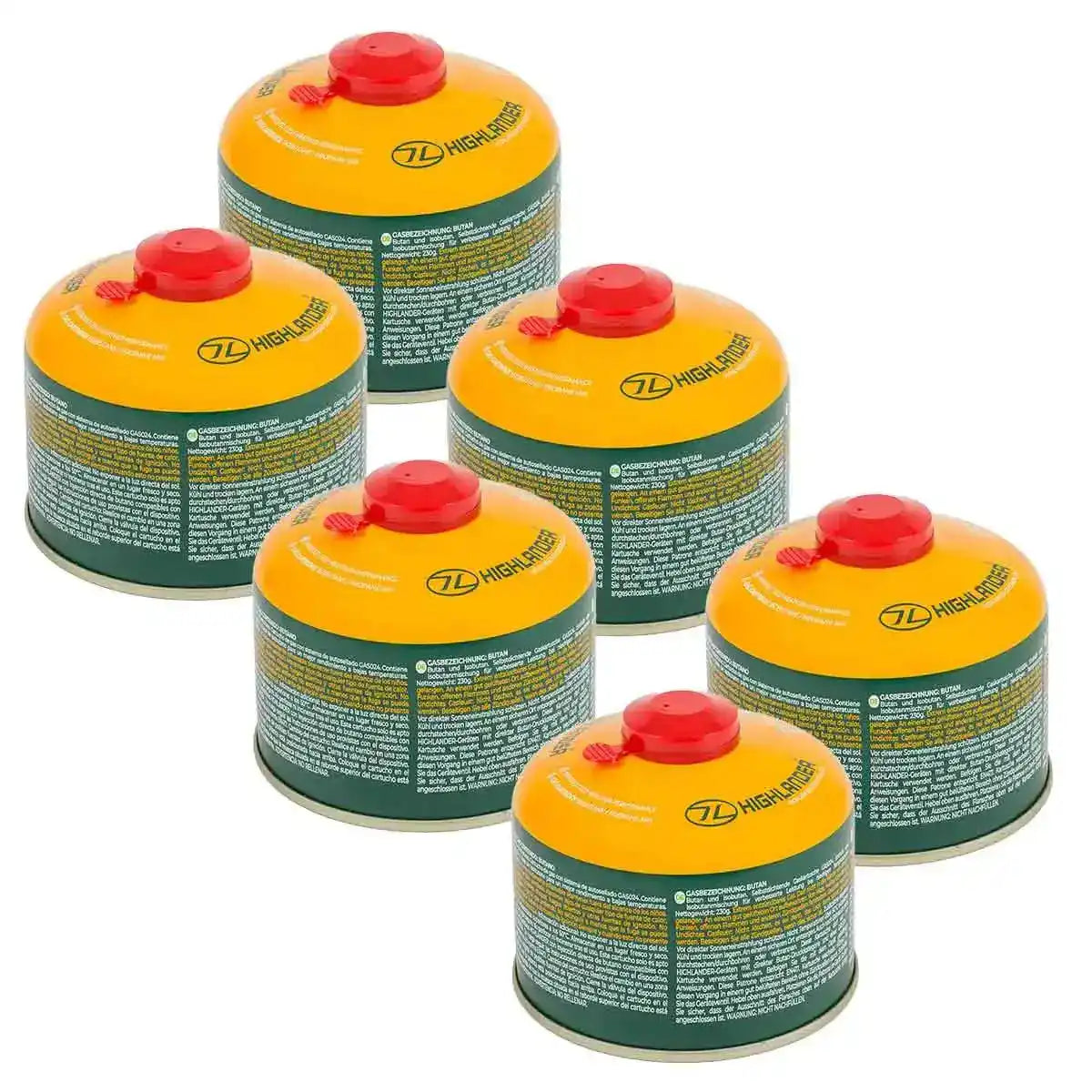 Highlander Valved Camping Gas Cartridge - John Bull Clothing 230g (6 Pack) from John Bull Clothing