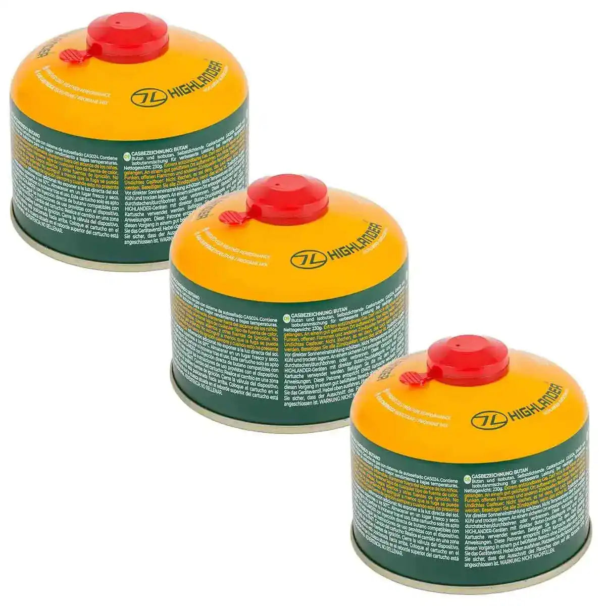 Highlander Valved Camping Gas Cartridge - John Bull Clothing 230g (3 Pack) from John Bull Clothing