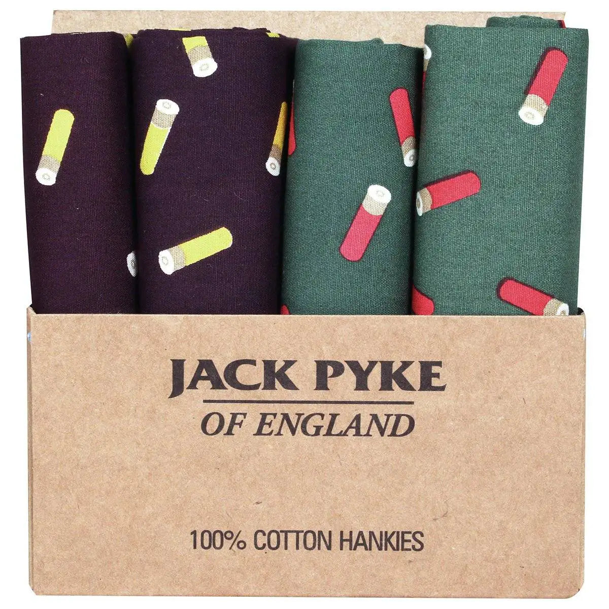 Jack Pyke 4 Pack Cotton Hankies Cartridge Design - John Bull Clothing from John Bull Clothing