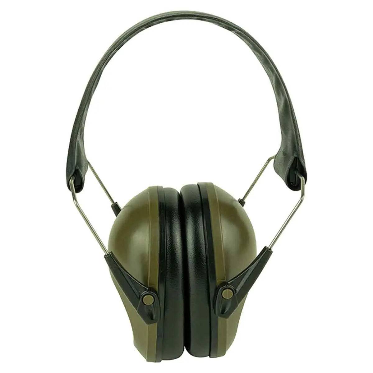 Jack Pyke Passive Ear Defenders with padded headband and green ear cups for noise reduction in shooting sports and loud environments.