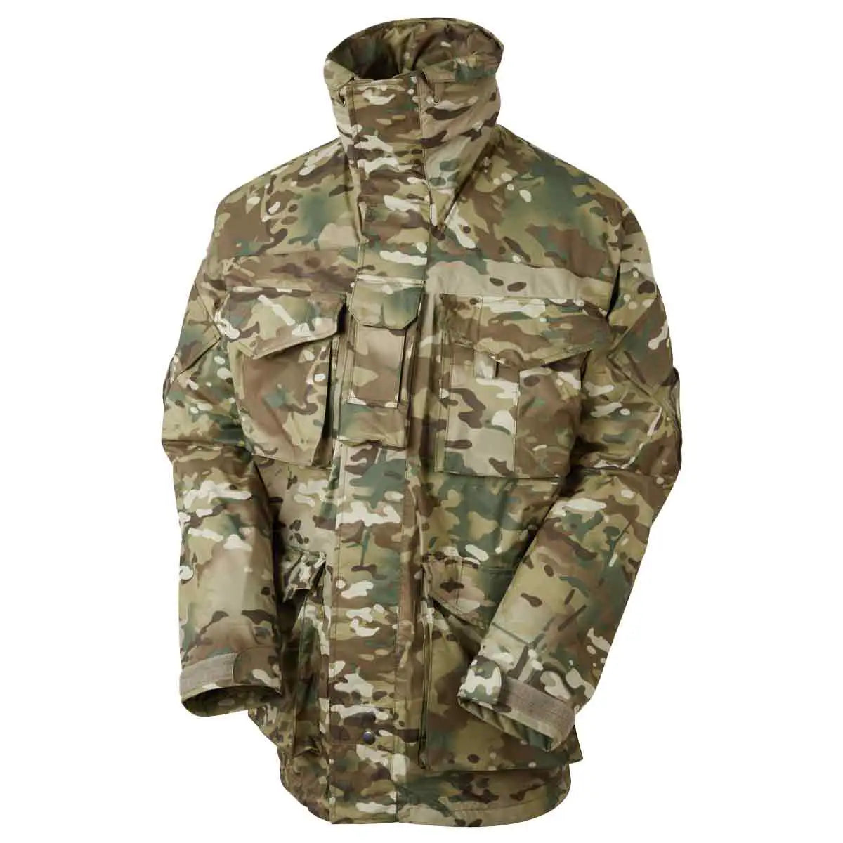 Side view of the Keela Mk5 Waterproof Jacket MTC, showcasing its durable construction and multiple storage pockets for tactical use. from John Bull Clothing