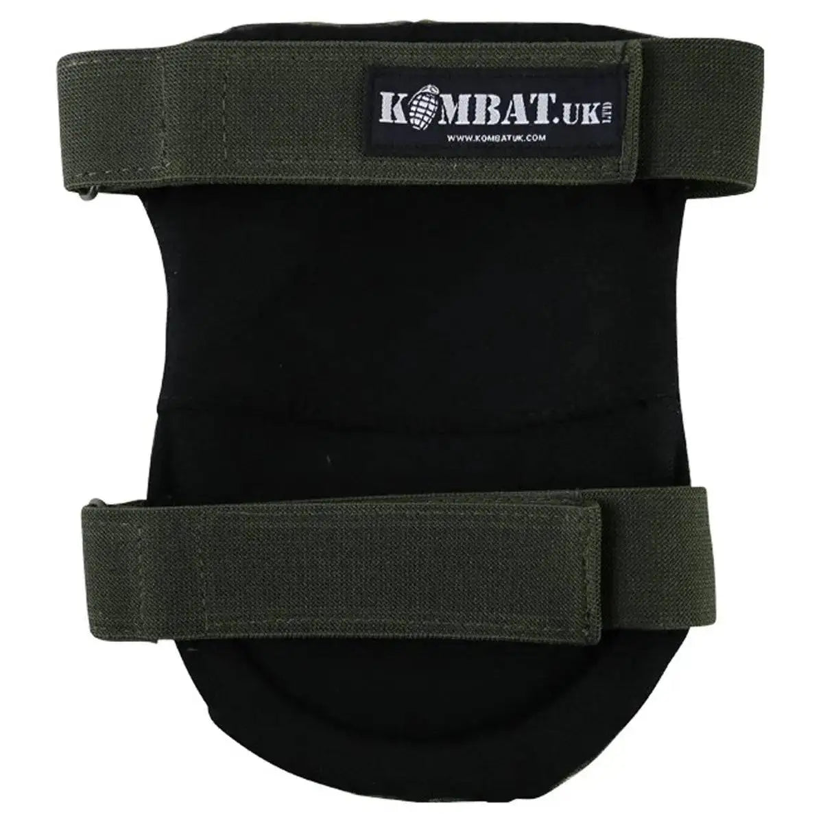 Rear view of Kombat Airsoft Armoured Knee Pads featuring adjustable elastic straps and a durable black fabric backing for comfort and stability. from John Bull Clothing