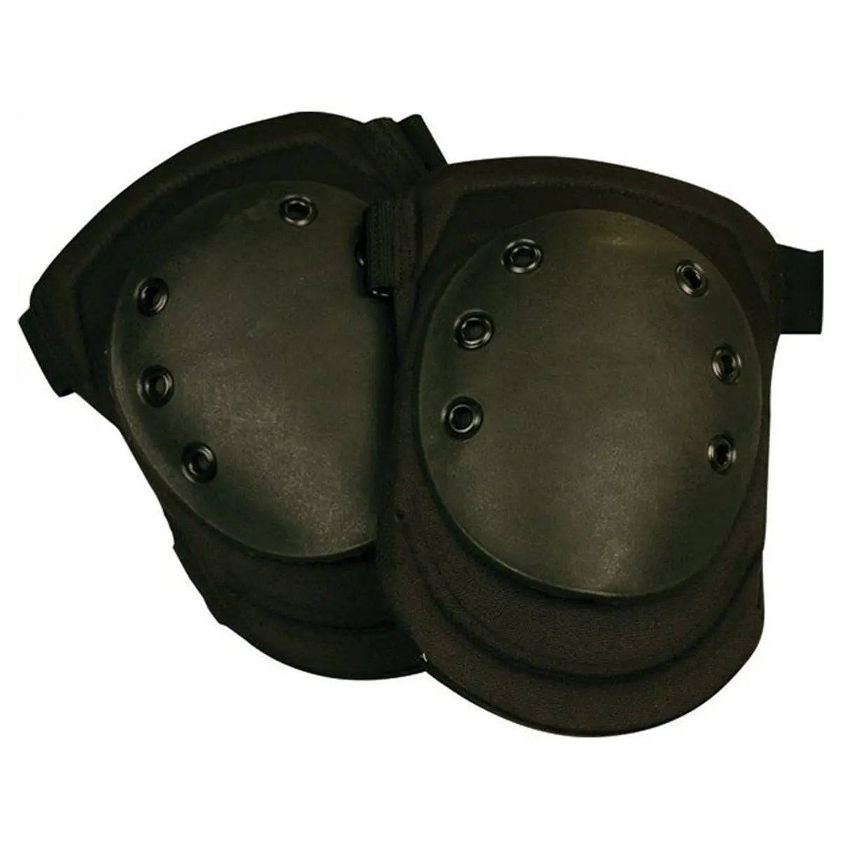 Black Kombat Airsoft Armoured Knee Pads with reinforced hard shell and adjustable straps, offering durable protection for airsoft and tactical use.