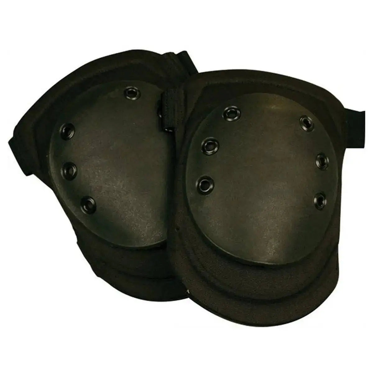 Black Kombat Airsoft Armoured Knee Pads with reinforced hard shell and adjustable straps, offering durable protection for airsoft and tactical use. Black from John Bull Clothing