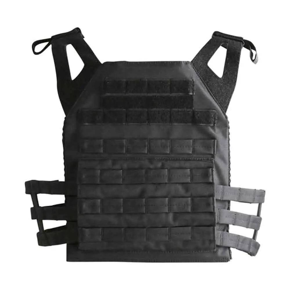 Rear view of the Kombat Buckle-Tek Spec-Ops Jump Plate Carrier in black, featuring MOLLE webbing for tactical gear attachment.