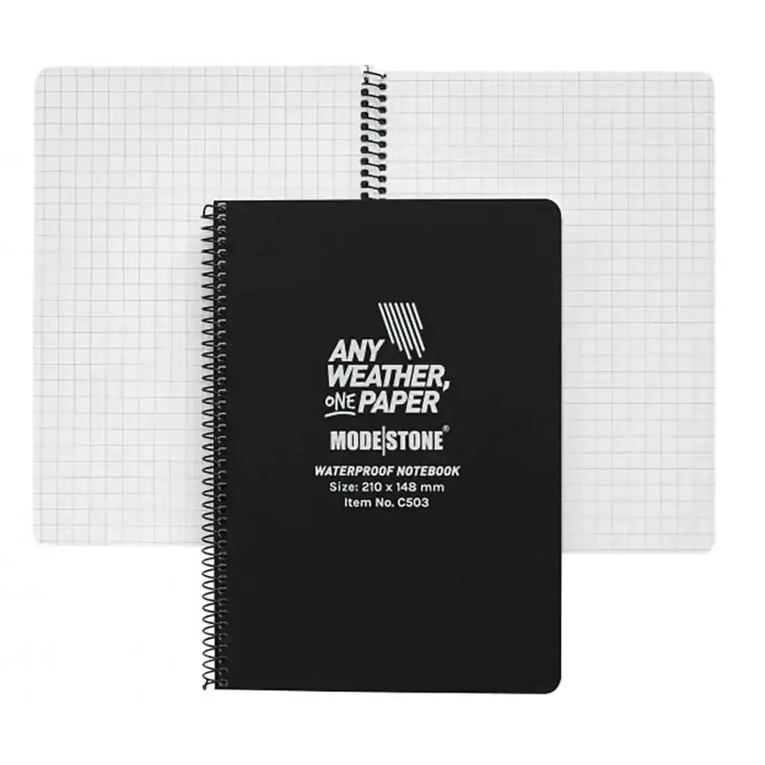 Modestone A5 Side Spiral Waterproof Notepad - John Bull Clothing Black from John Bull Clothing