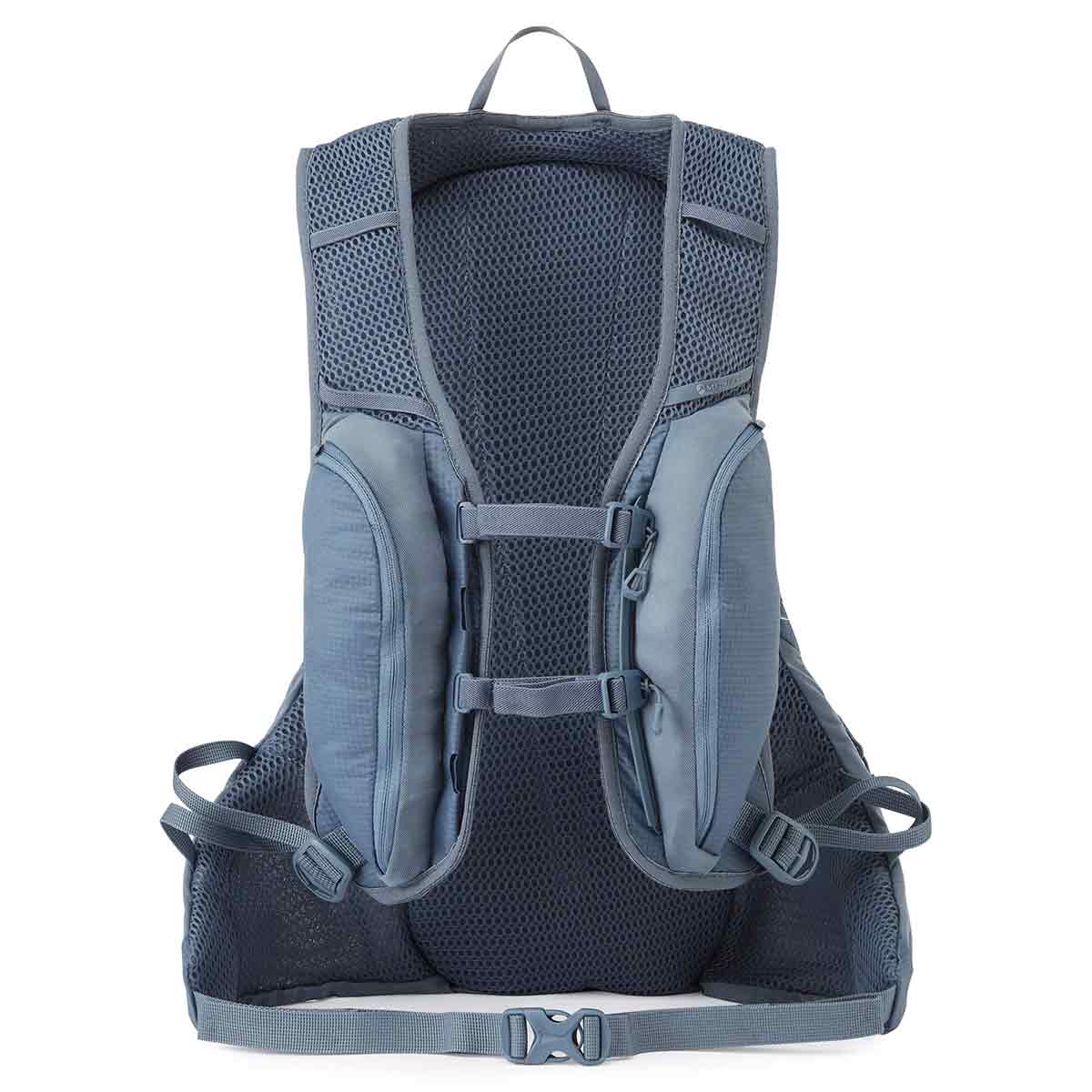 Back view of the Montane Trailblazer 18L Backpack, showcasing its breathable mesh panel and ergonomic shoulder straps.