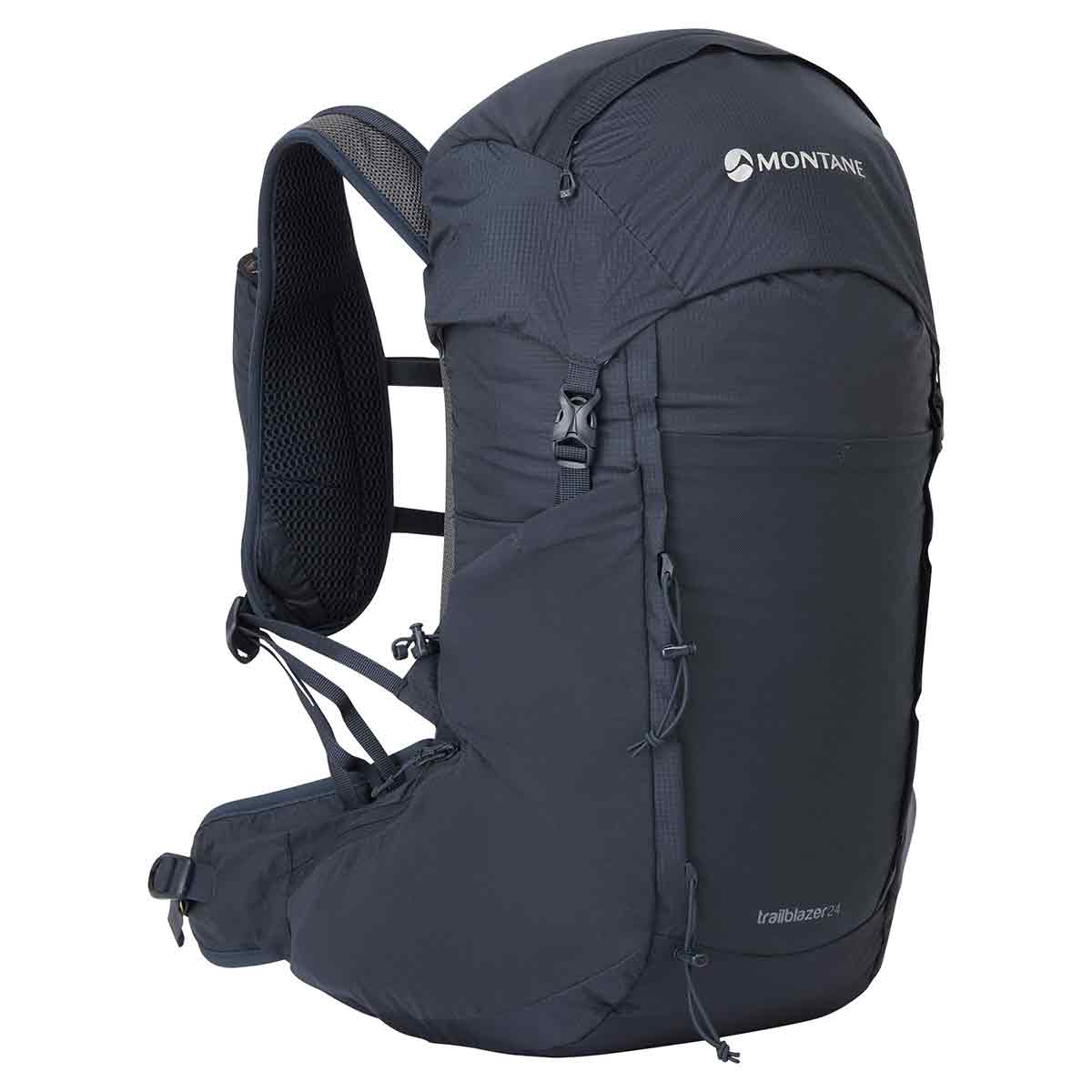 Montane Trailblazer 24L Womens Rucksack in black, featuring a lightweight design, breathable back panel, and adjustable straps for comfort.