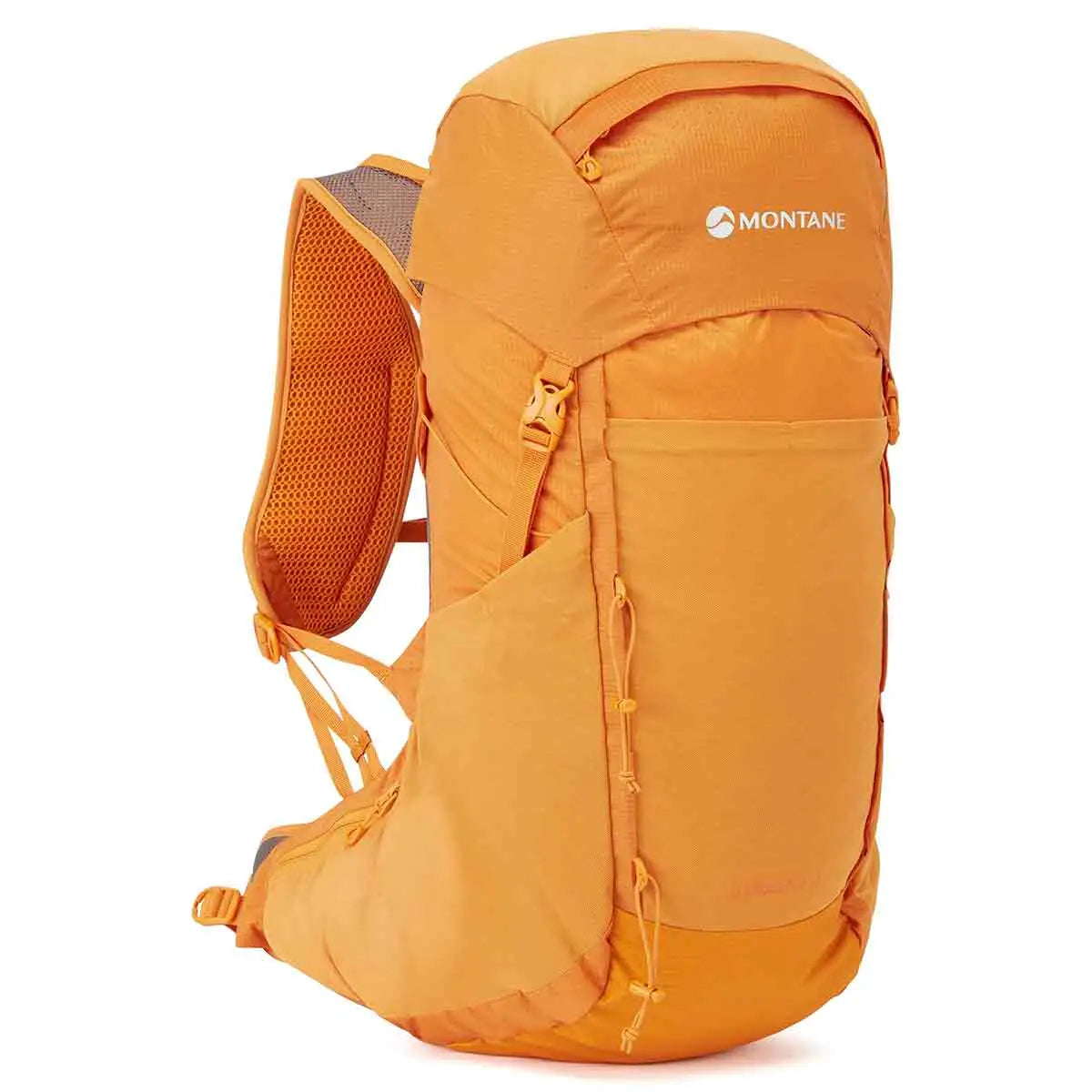 Montane Trailblazer 32 Litre Backpack in orange, offering a durable and spacious design with side pockets and a secure top lid for essentials. Flame Orange from John Bull Clothing