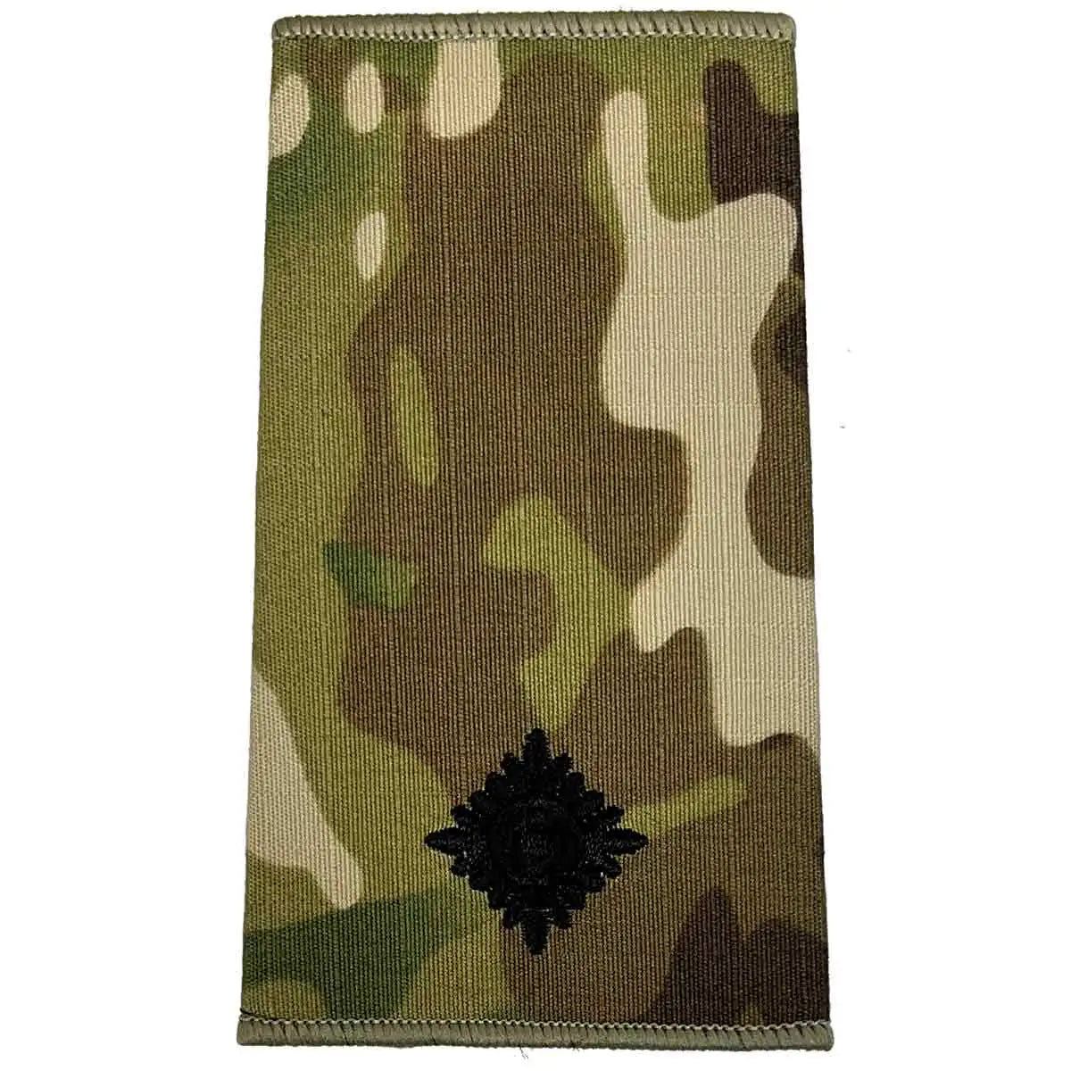 Multicam Rank Slide with one black pip embroidery, representing junior officer rank, made from Cordura by John Bulls. 2nd LT from John Bull Clothing