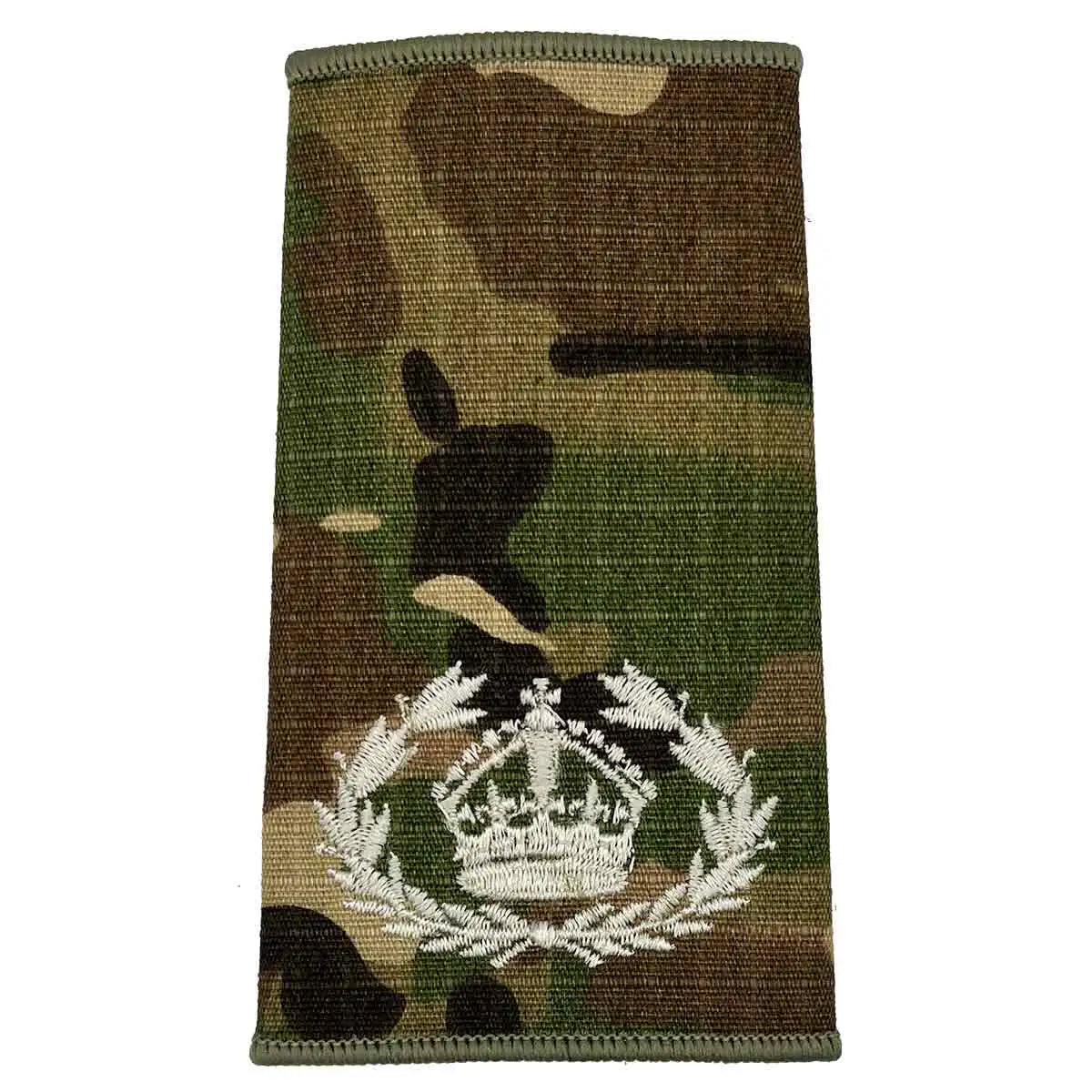 Multicam Rank Slide with laurel wreath and crown, suitable for warrant officer class 2, made to MOD standards by John Bulls. WO2 RQMS - Crown & Laurel Wreath with Kings Crown from John Bull Clothing