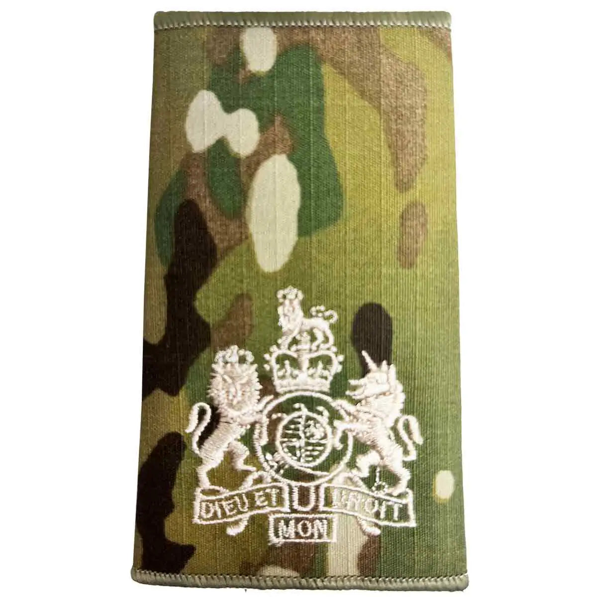 Multicam Rank Slide with royal coat of arms in ivory embroidery, suitable for warrant officer class 1, made by John Bulls. WO1 from John Bull Clothing