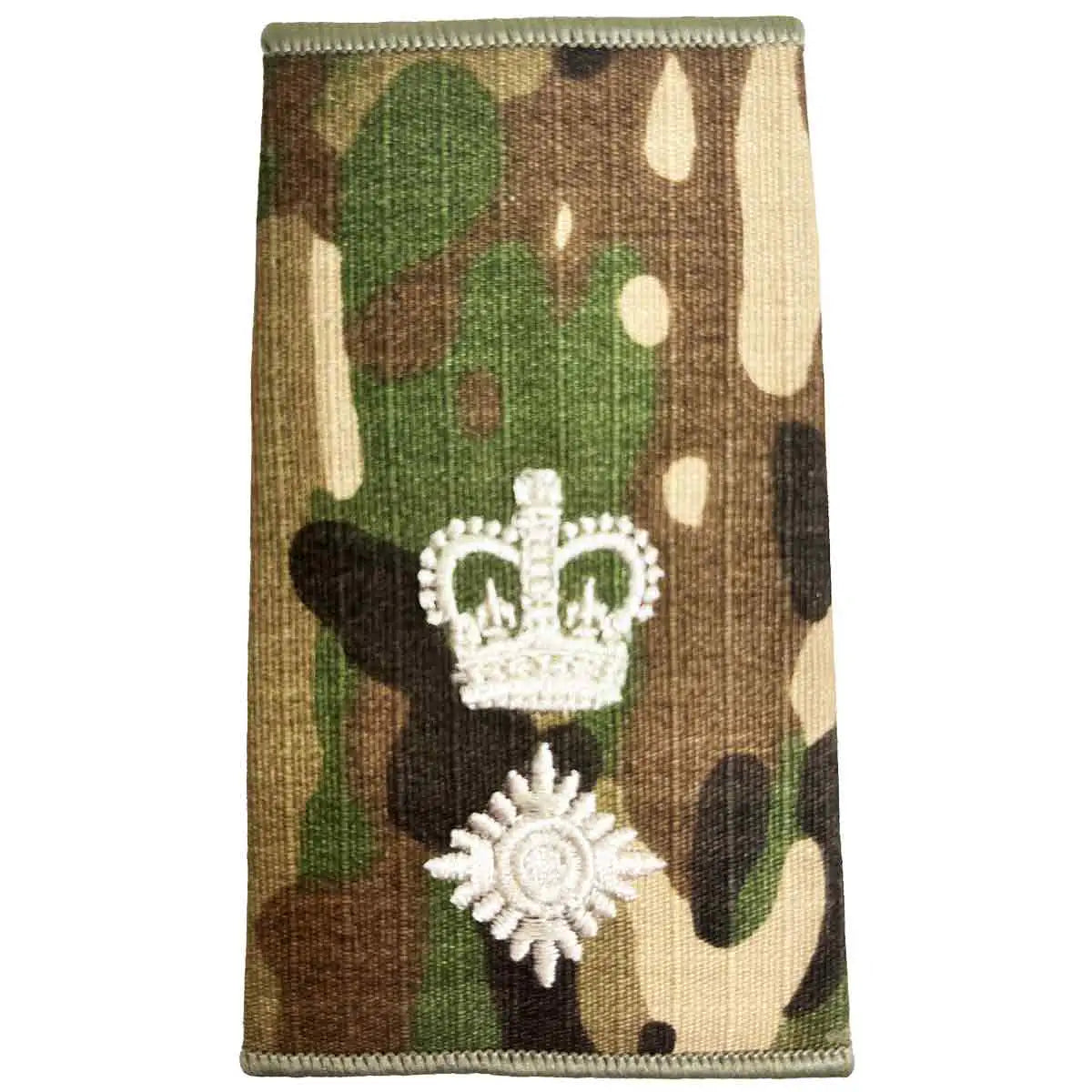 Multicam Rank Slide with crown and one ivory star, suitable for major rank, crafted to MOD specification by John Bulls. LT Colonel from John Bull Clothing
