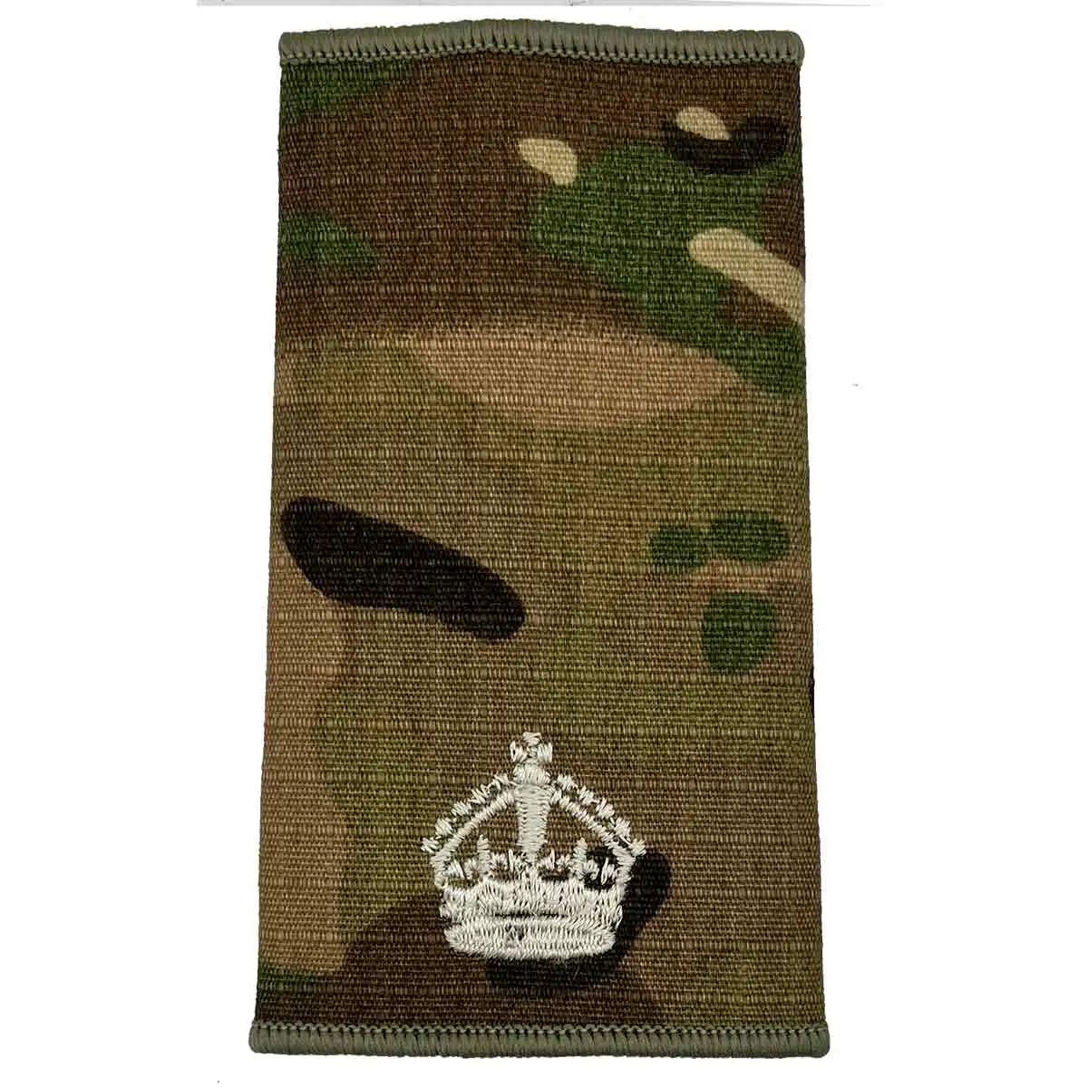 Multicam Rank Slide with single ivory crown, denoting colonel rank, crafted to MOD specification by John Bulls. Major with Kings Crown from John Bull Clothing