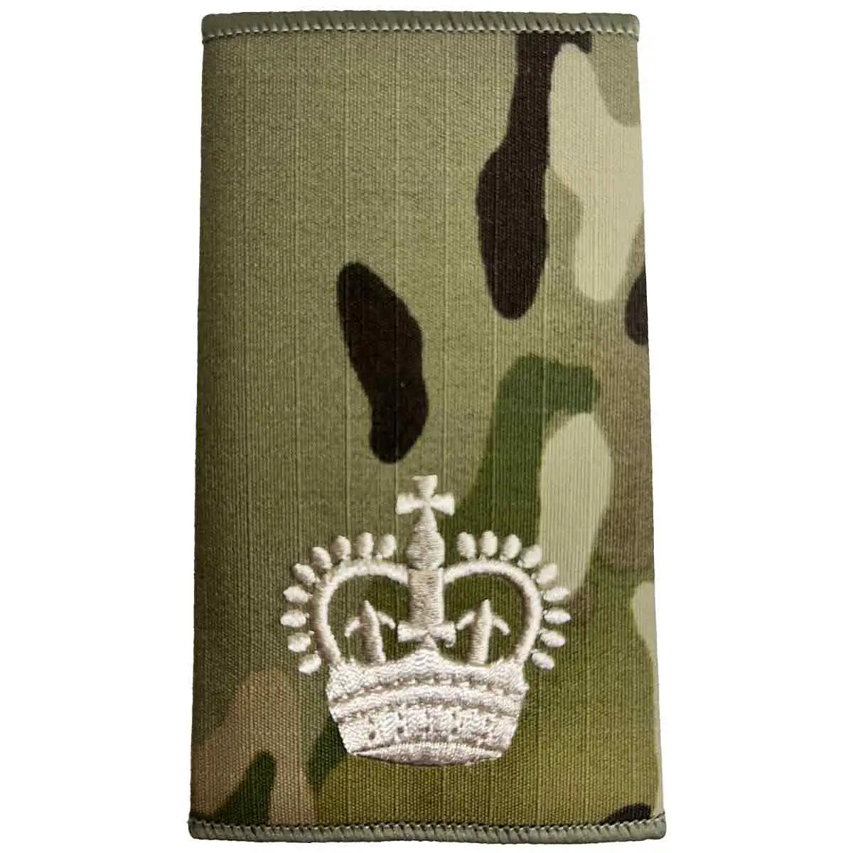 Multicam Rank Slide with large ivory crown embroidery, denoting senior officer rank, made from Cordura by John Bulls. from John Bull Clothing
