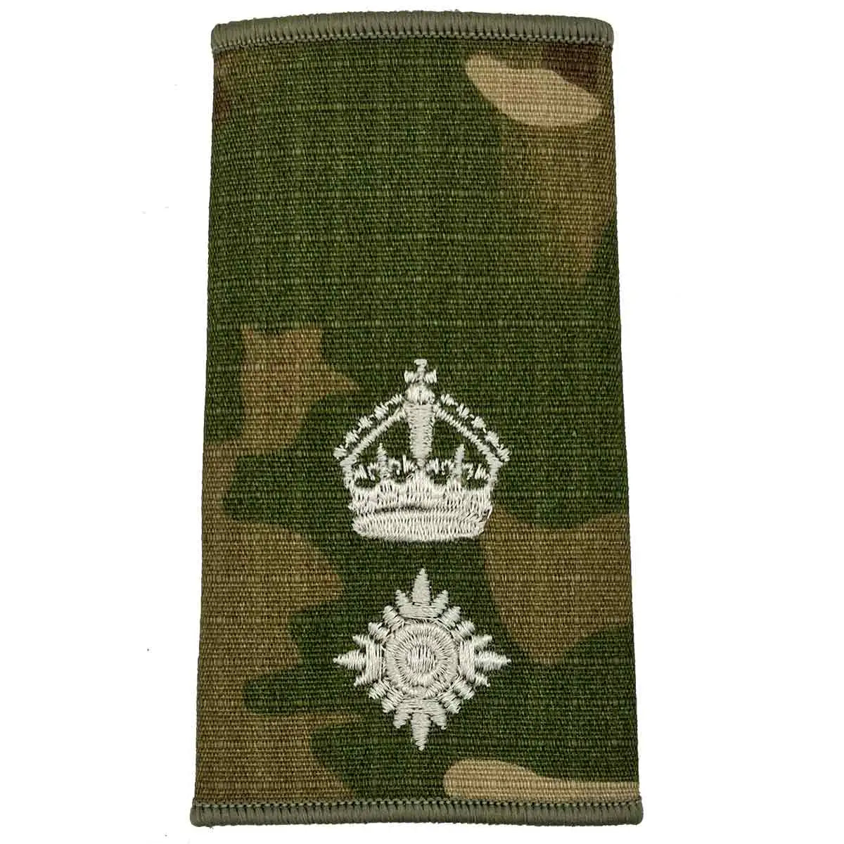 Multicam Rank Slide with crown and ivory star, indicating lieutenant colonel rank, MOD specification by John Bulls. LT Colonel with Kings Crown from John Bull Clothing