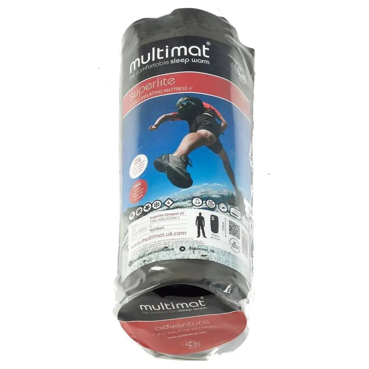 Multimat Superlite 25 S Self Inflating Mattress Red and Black - John Bull Clothing from John Bull Clothing