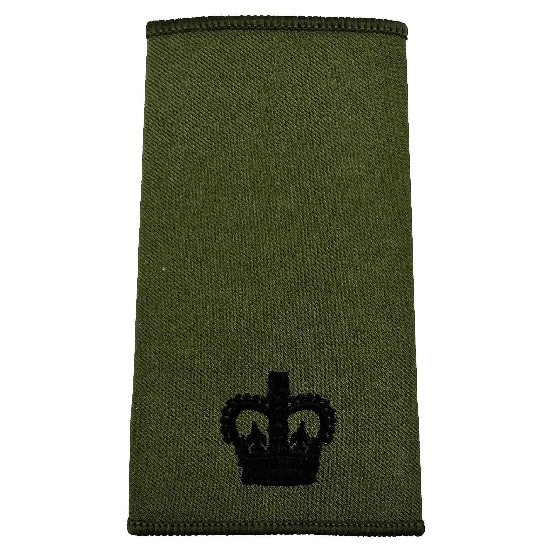 Olive Green Rank Slides with Black Embroidery (Pair) - John Bull Clothing from John Bull Clothing