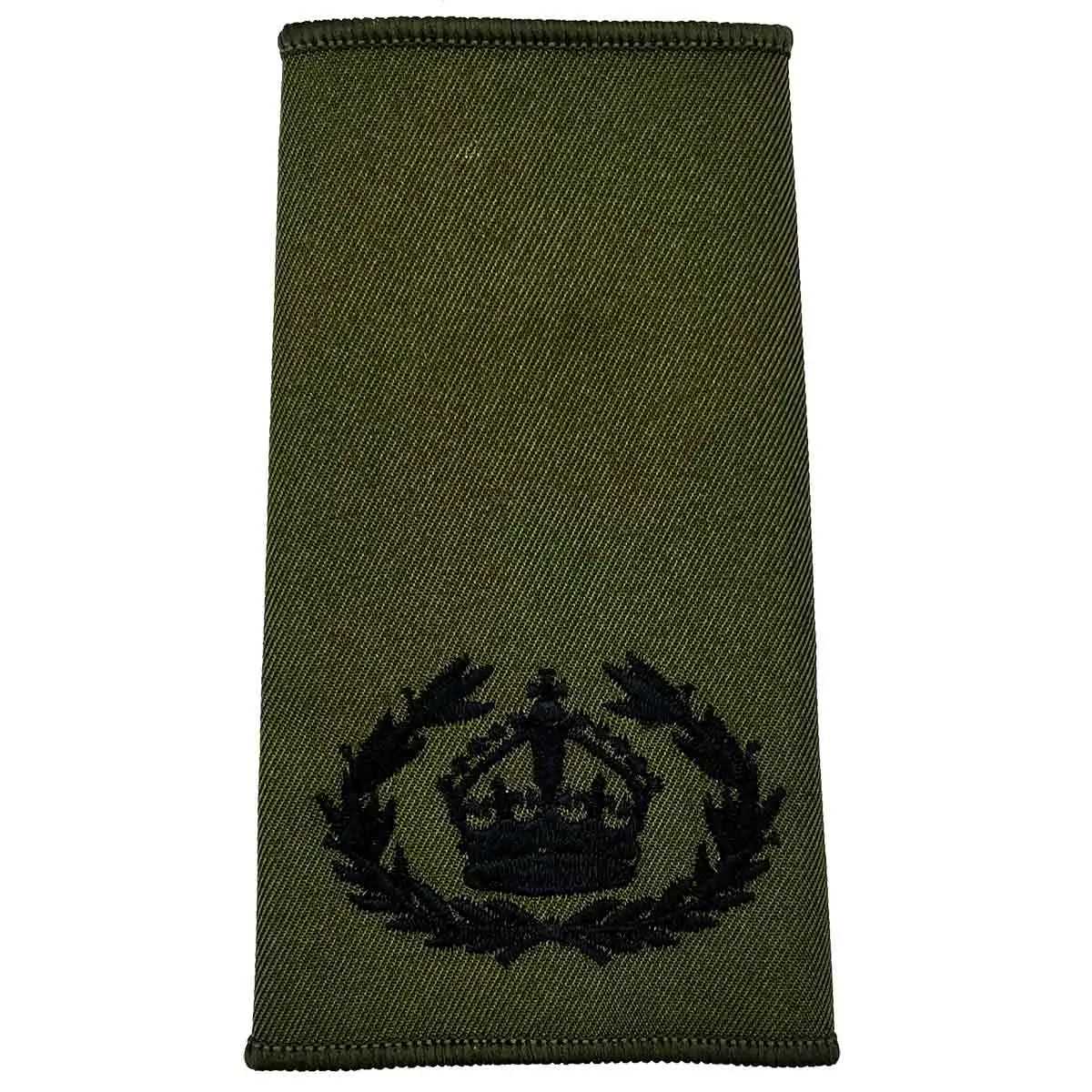 Olive Green Rank Slides with Black Embroidery (Pair) - John Bull Clothing WO2 RQMS - Crown & Laurel Wreath with Kings Crown from John Bull Clothing