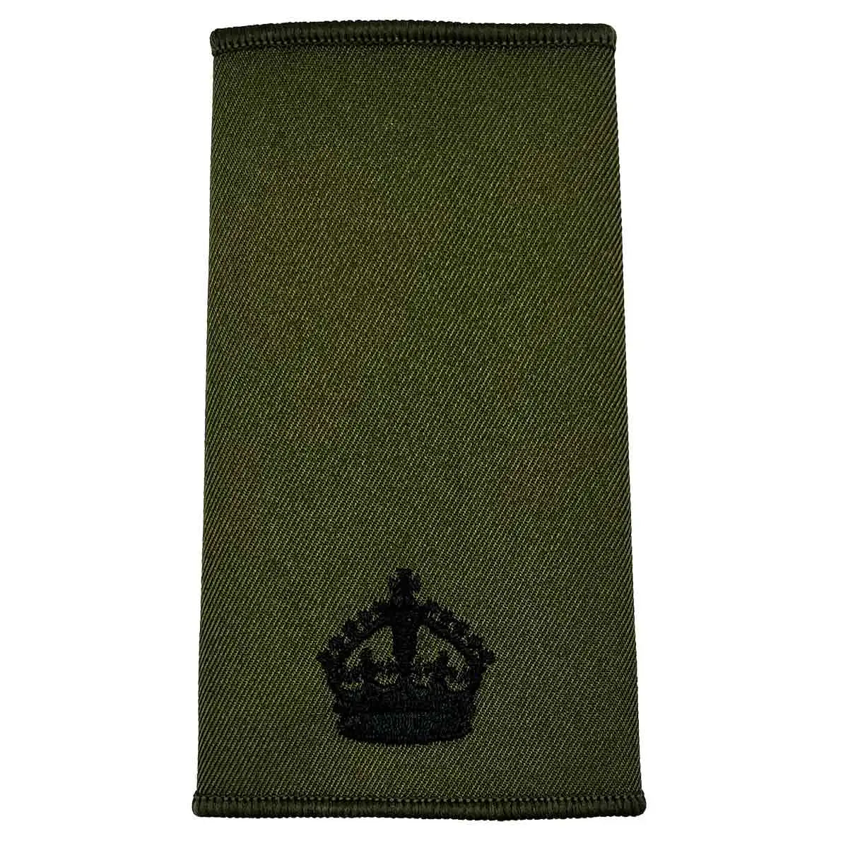 Olive Green Rank Slides with Black Embroidery (Pair) - John Bull Clothing Major with Kings Crown from John Bull Clothing
