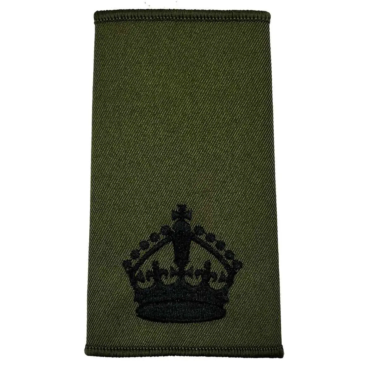 Olive Green Rank Slides with Black Embroidery (Pair) - John Bull Clothing WO2 - Large Crown with Kings Crown from John Bull Clothing