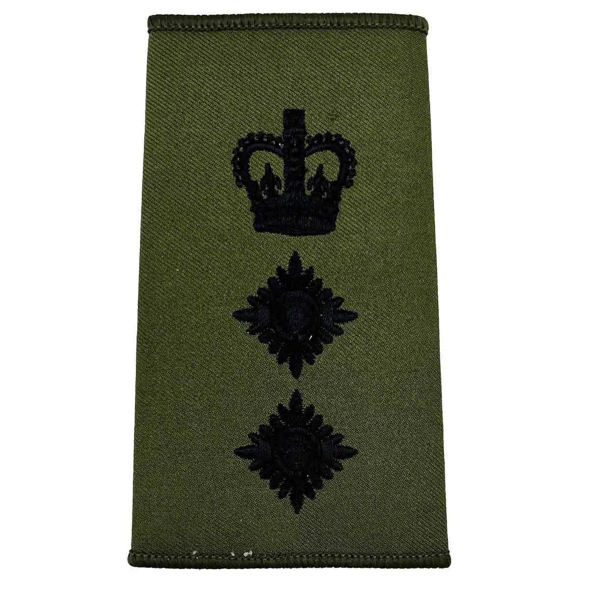 Olive Green Rank Slides with Black Embroidery (Pair) - John Bull Clothing from John Bull Clothing