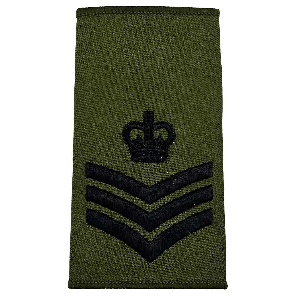 Olive Green Rank Slides with Black Embroidery (Pair) - John Bull Clothing from John Bull Clothing
