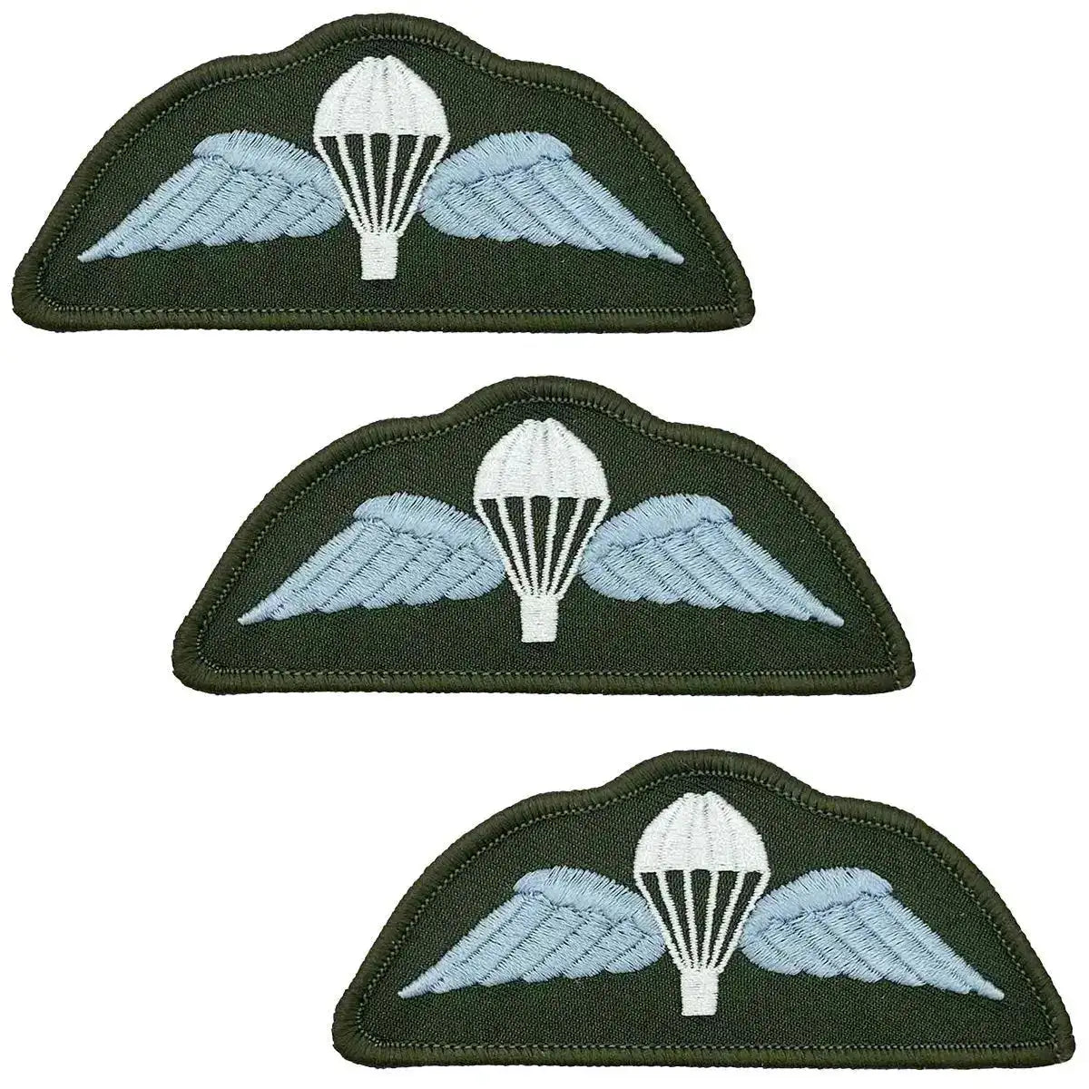 Set of three Para Airborne Wings patches in blue/white color with hook & loop backing, ideal for military uniforms from John Bulls. Blue (Coloured) from John Bull Clothing