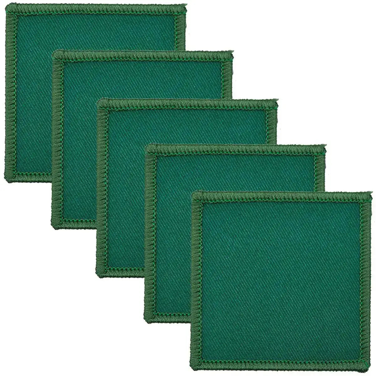 Set of five green Para DZ TRF 6cm x 6cm patches with hook & loop backing, suitable for tactical military use. Green 3 Para from John Bull Clothing