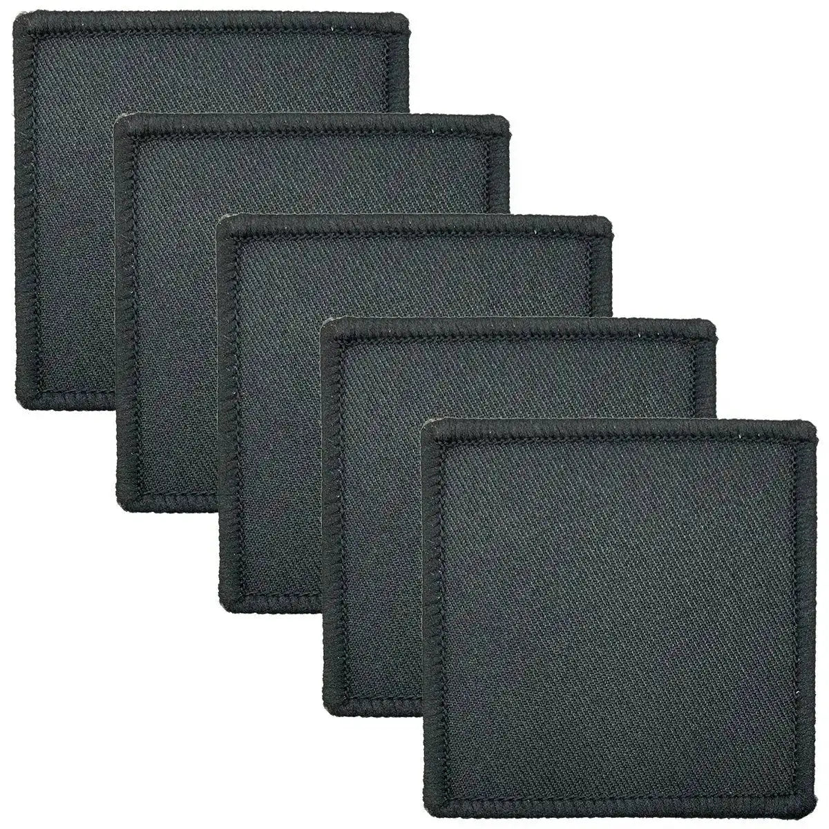 Five-piece black Para DZ TRF 6cm x 6cm patches with hook & loop backing, ideal for military uniform customization. Black 4 Para from John Bull Clothing