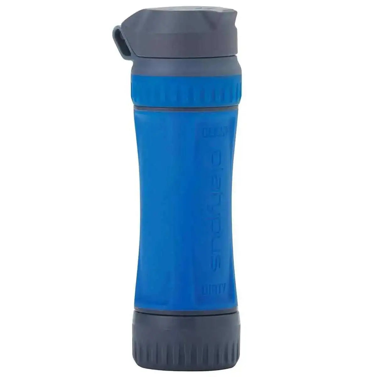 Platypus Quickdraw Water Filter in blue with a durable design for outdoor hydration. Ideal for hikers and campers seeking clean water on the go. Blue from John Bull Clothing