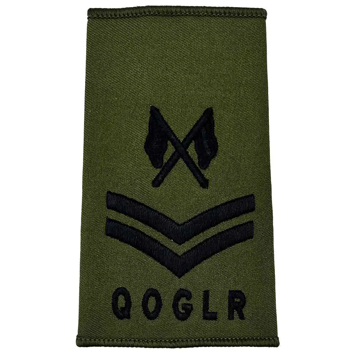 Queens Own Gurkha Logistics Regiment Olive Green Rank Slides (Pair) - John Bull Clothing Cpl with Crossed Flags from John Bull Clothing