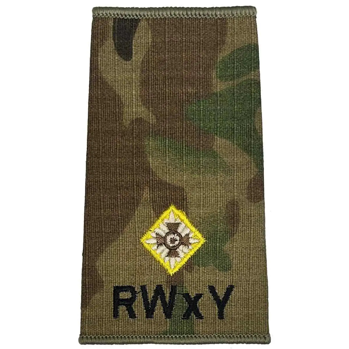 Royal Wessex Yeomanry rank slide with one gold star on Multicam, signifying junior officer rank in military uniform sets. 2nd LT from John Bull Clothing