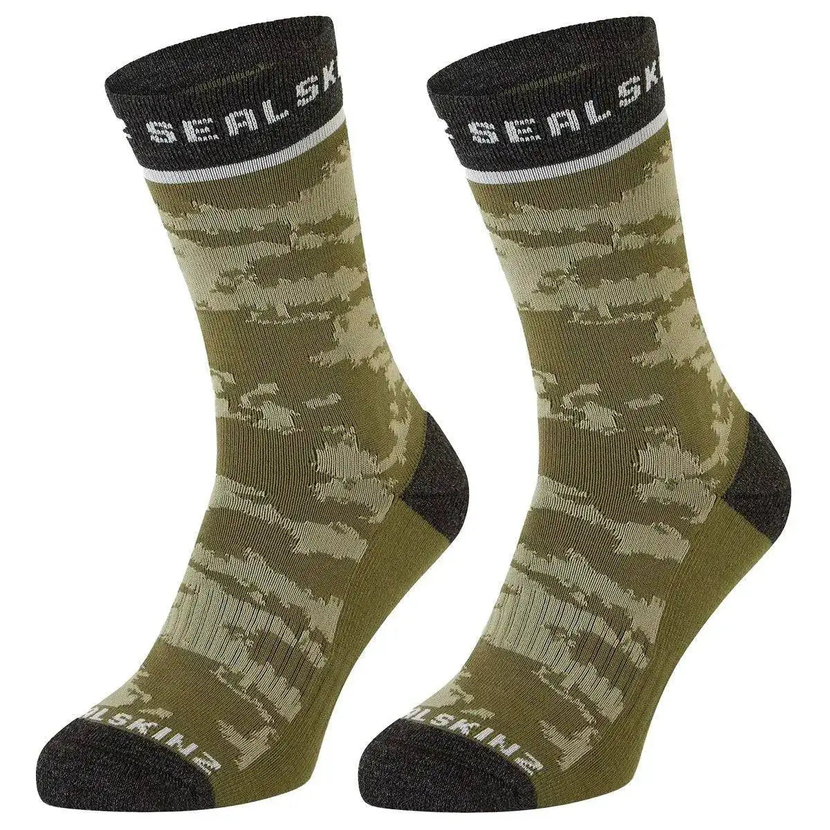 Sealskinz Reepham Mid Length Jacquard Socks - John Bull Clothing Olive/Grey Marl from John Bull Clothing