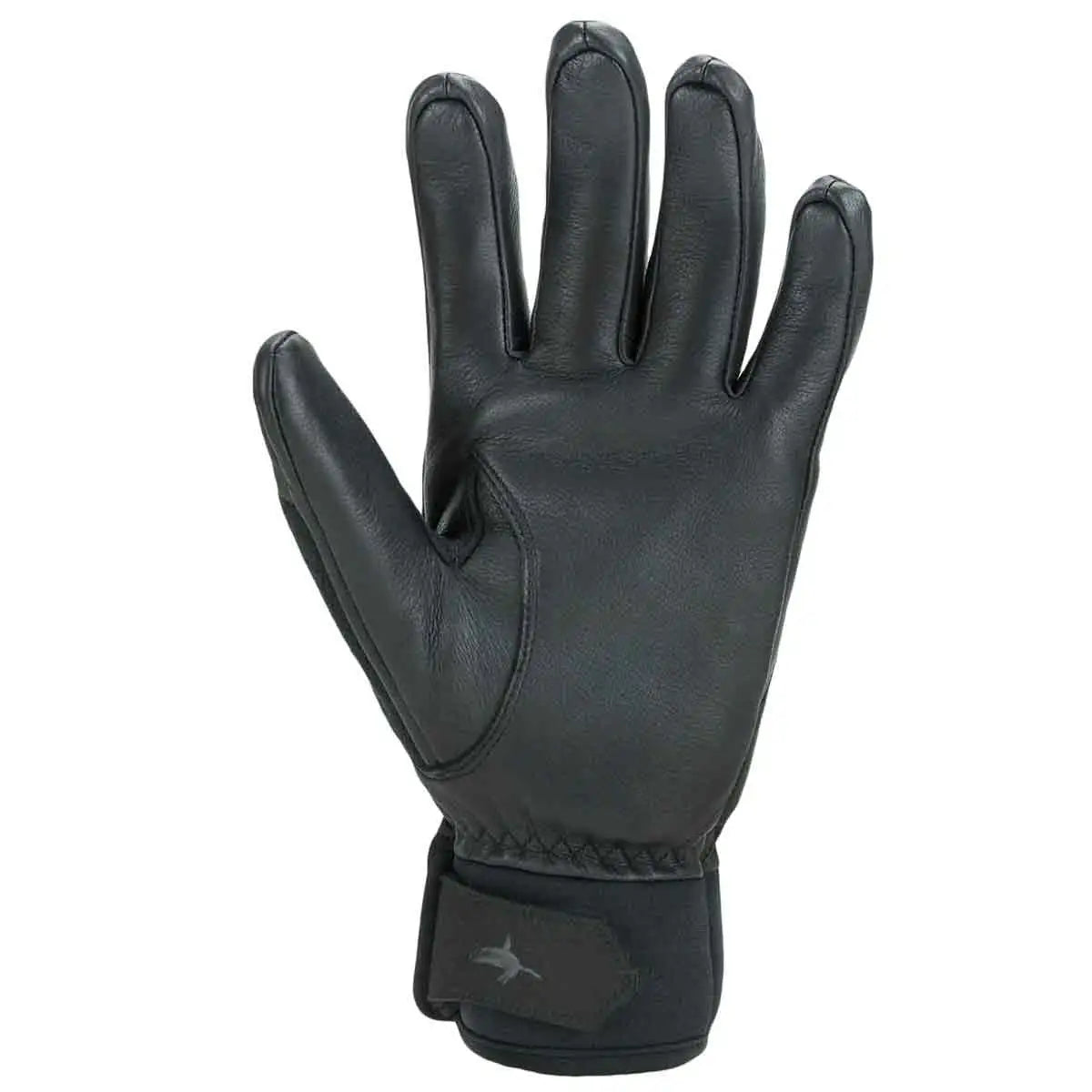 Rear view of Sealskinz Fordham Waterproof All Weather Hunting Glove showcasing black leather palm for enhanced grip and durability in outdoor conditions. from John Bull Clothing