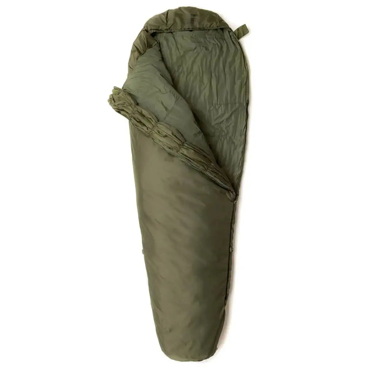Snugpak Elite 1 Sleeping Bag Olive Green with mummy shape and side baffle, ideal for camping in temperatures down to 2°C. from John Bull Clothing