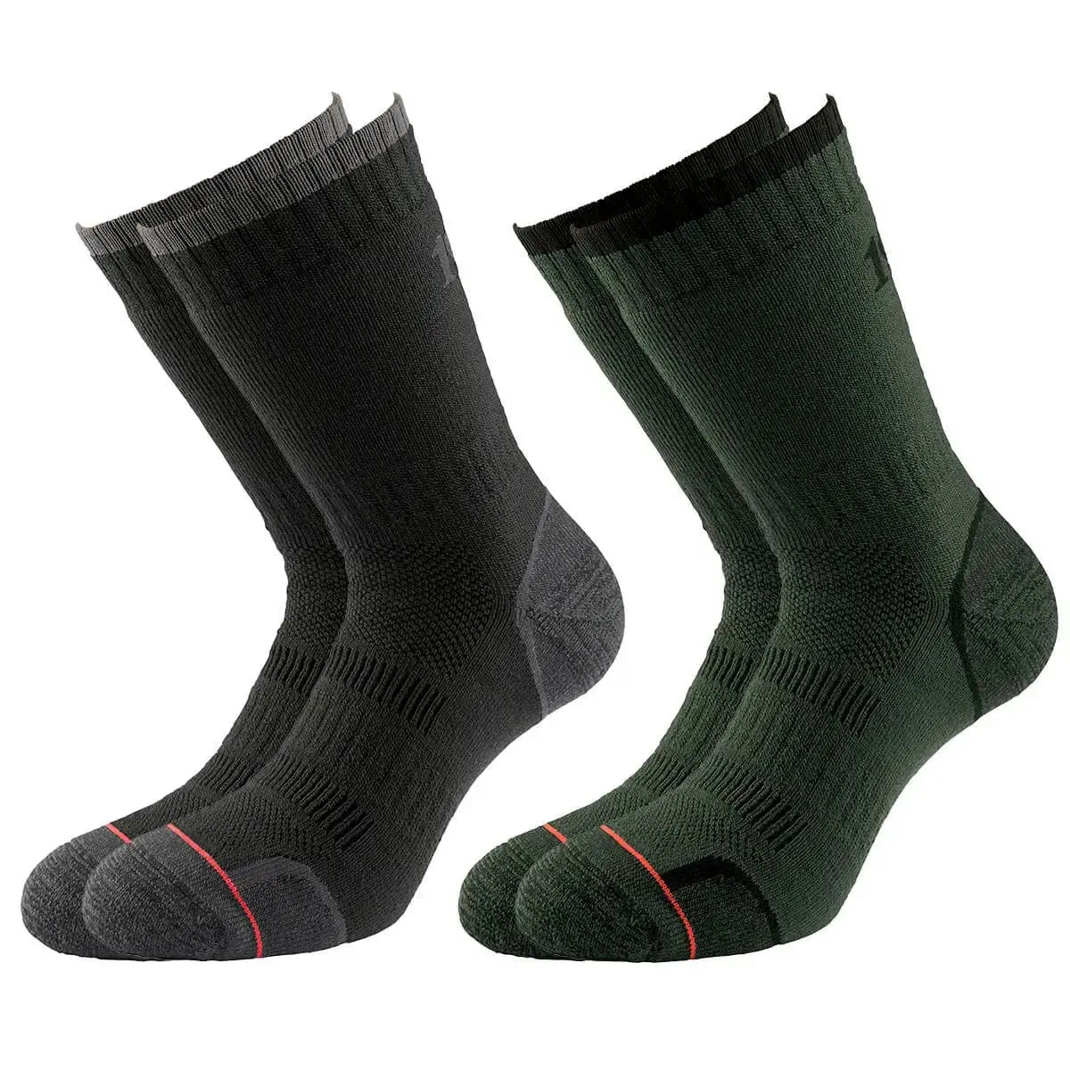 Buy 1000 Mile Combat Socks Twin Pack - John Bull Clothing featuring green and black cushioned socks for durability and comfort in outdoor wear.