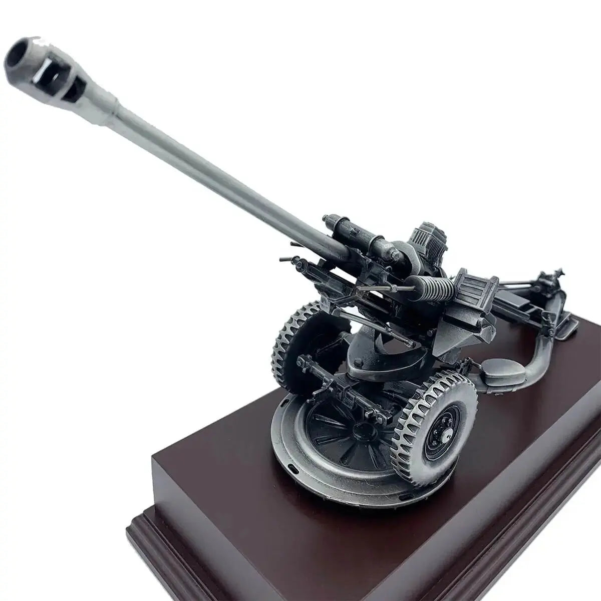 Angled close-up of 105 Light Gun Pewter Army Model | John Bull Clothing, showing realistic textures and pewter craftsmanship ideal for military enthusiasts.