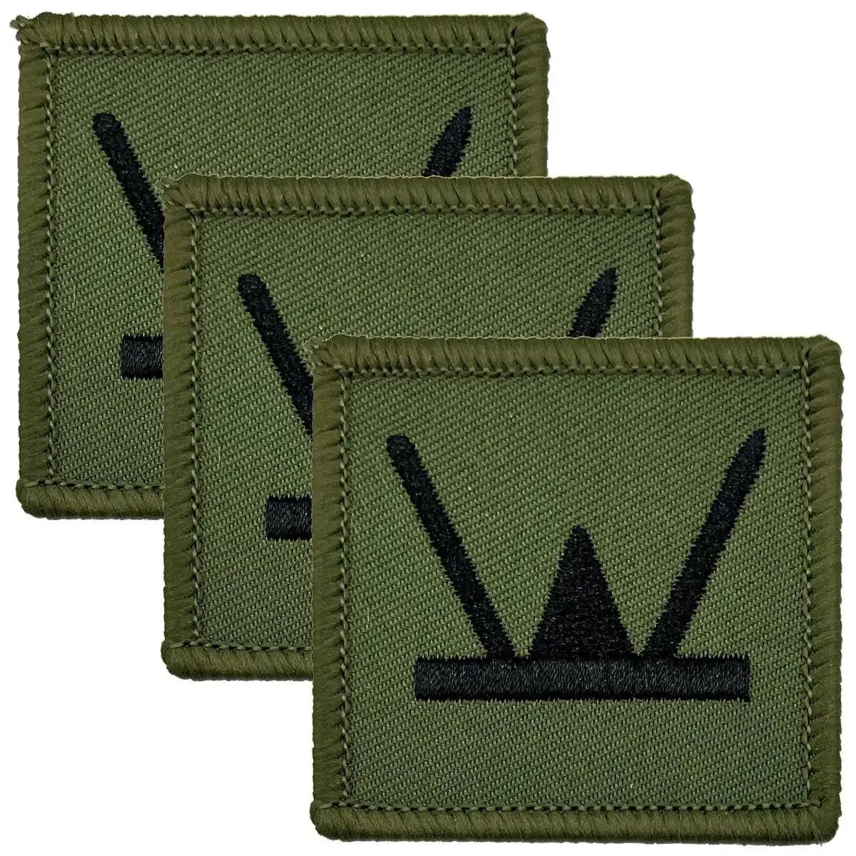 Three subdued 160 Welsh Brigade TRF patches in olive green with black insignia, suitable for tactical military uniforms and gear.