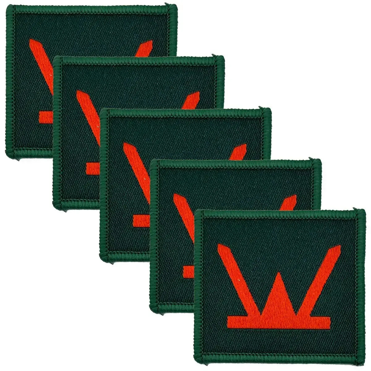 Pack of five 160 Welsh Brigade TRF patches in green with red insignia, iron or sew on design for official military uniform use.